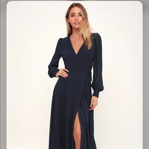 Lulu’s navy blue long sleeve wrap dress
